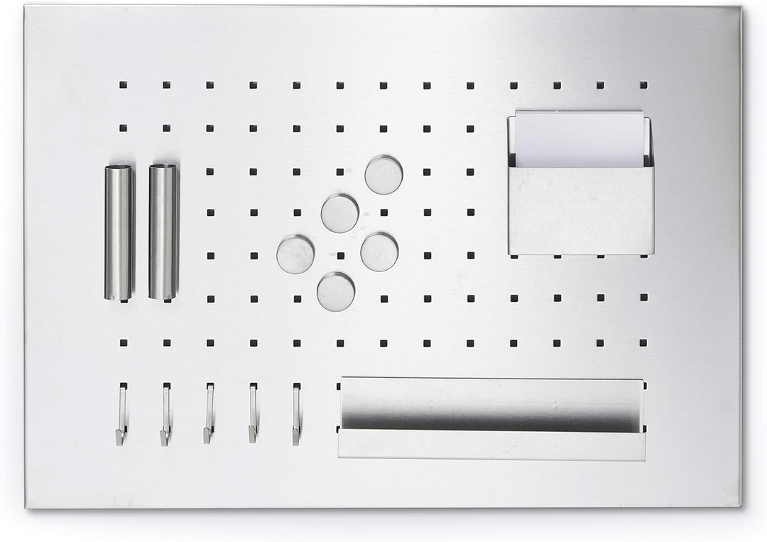 Zeller Memoboard, Edelstahl, Silber, 50 x 35 x 1.5 cm & 11203 Magnet-Set 6-teilig, Ø 2.7 cm, Edelsta