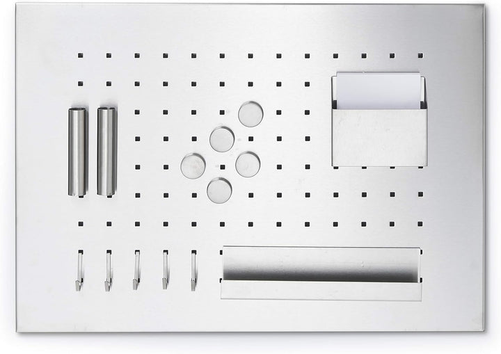 Zeller Memoboard, Edelstahl, Silber, 50 x 35 x 1.5 cm & 11203 Magnet-Set 6-teilig, Ø 2.7 cm, Edelsta