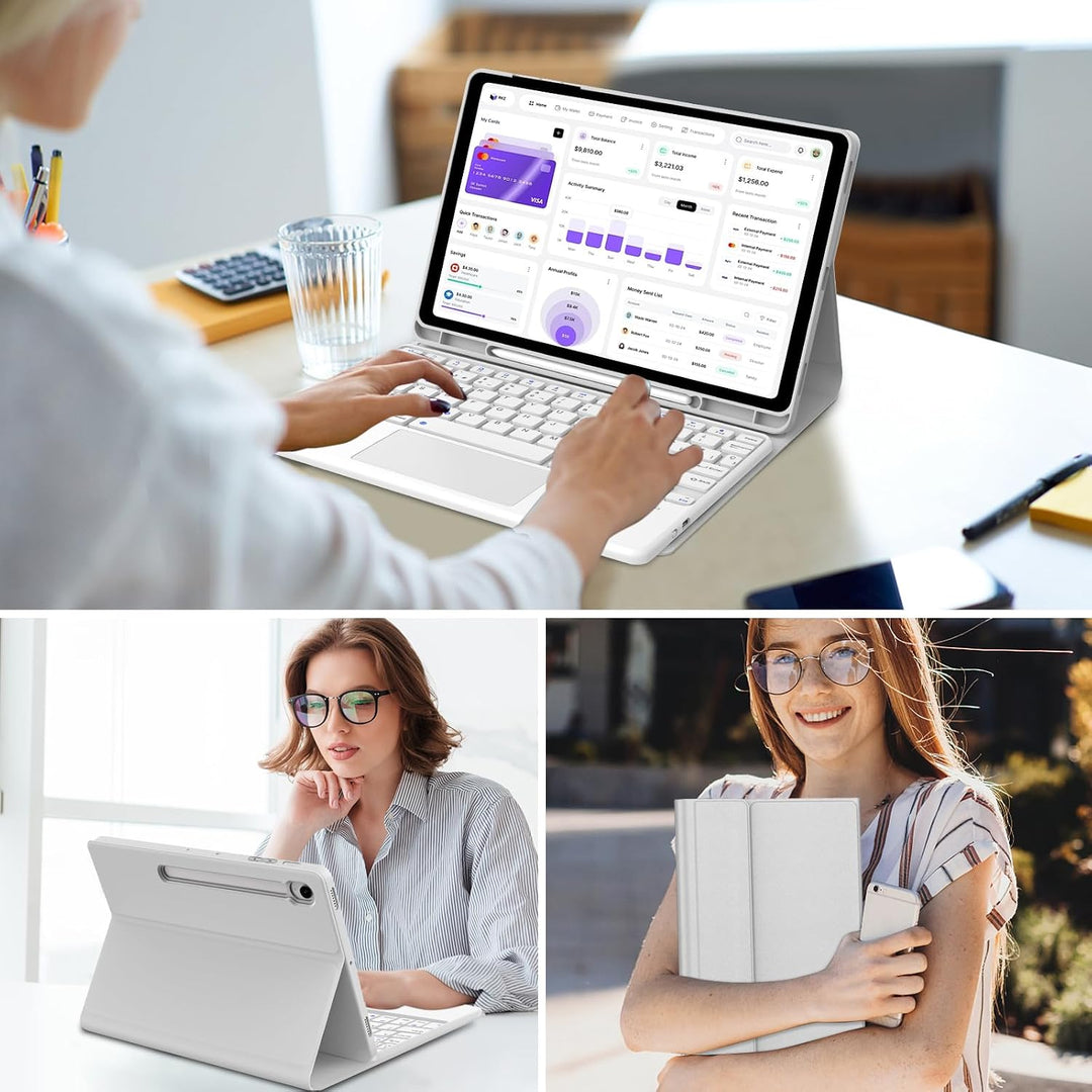 FOGARI Tastatur mit Touchpad für Samsung Tab S10 Lite/S10 FE / S9 FE 27,6 cm (10,9 Zoll), Schutzhüll