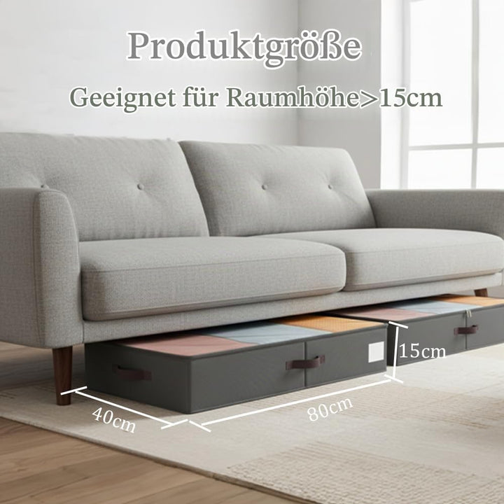 SYEXDZON Unterbett Aufbewahrungsbox, Unterbettkommode Mit Stützplatten Rundum und Darunter, 2 Stück