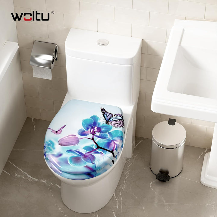 WOLTU WC Sitz mit Absenkautomatik,Toilettensitz Motiv, Toilettendeckel aus Duroplast, Stable Klodeck
