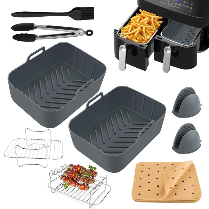 10 Set Heissluftfritteuse Zubehör,Airfryer Zubehör,150 PCS Backpapier,Elektrische Küchengeräte Zubeh