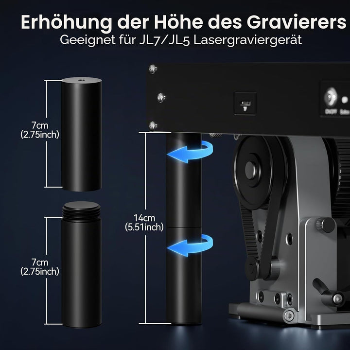 Höhenerhöhungssäule für JL7-Graviergerät, 8 Stück x 2,75 Zoll Höhenstützsäule/Höhenverlängerungssatz