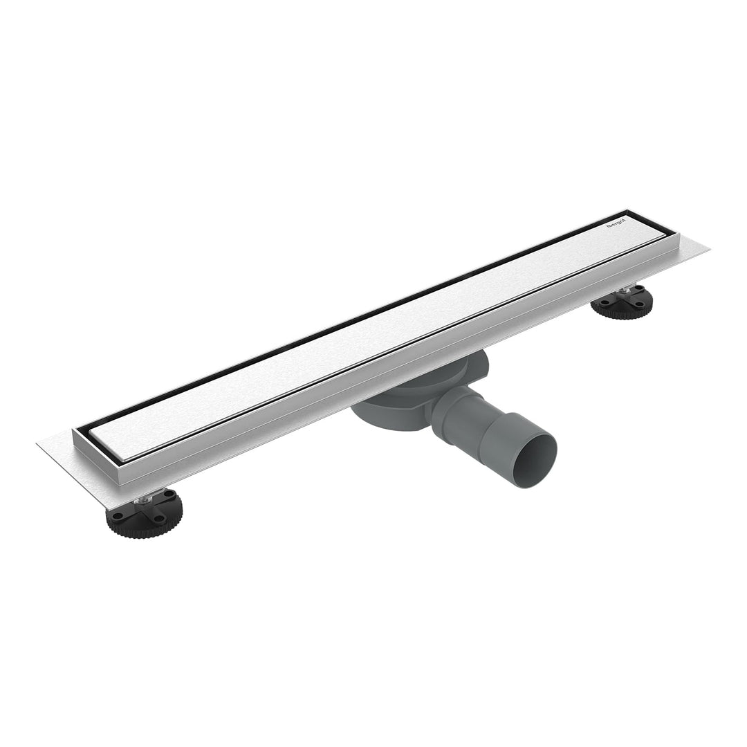 Ibergrif Edelstahl Duschrinne 80 cm Komplettset, Bodenablauf, Siphon mit Geruchsstop, Haarsieb, Befl