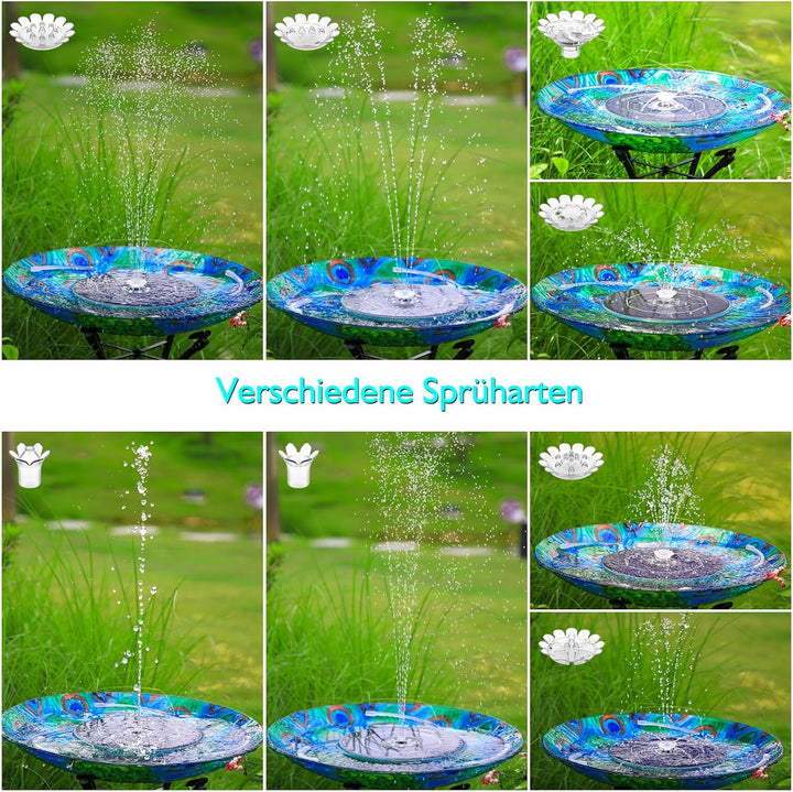 AISITIN 6,5W LED Solar Springbrunnen mit Verstellbare Stützstange, Buntes Solar Teichpumpe Eingebaut