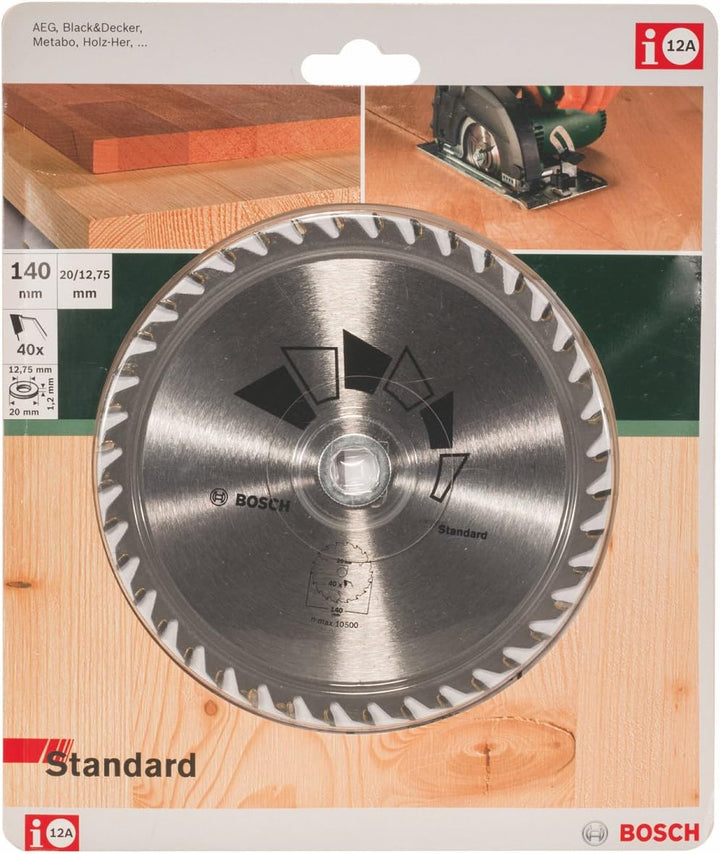 Bosch 1x Kreissägeblatt Standard (Sägeblatt für Holz, Ø 140 x 2.2/1.5 x 20/12.75 mm, 40 Zähne, ATB,
