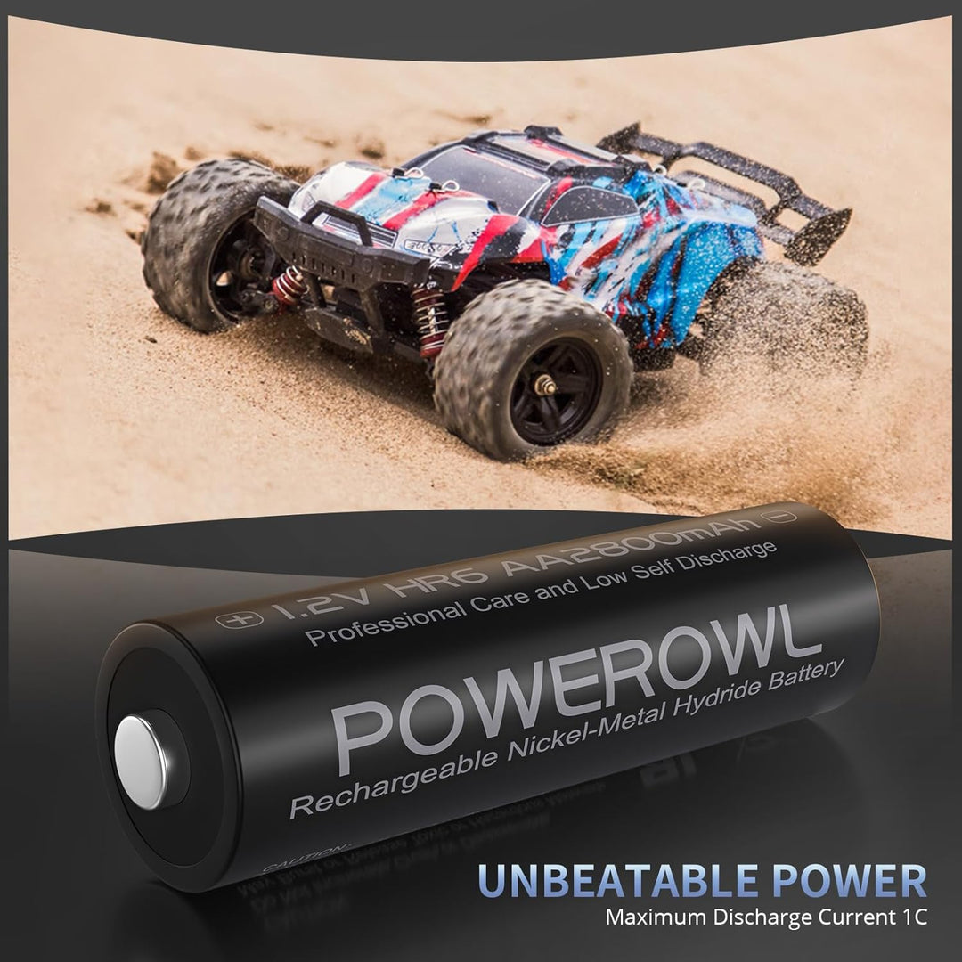 POWEROWL AA Akkus 1,2 V NiMH 8 Stück hohe Kapazität 2800mAh Akku AA 1200 Zyklen 8*AA, 8*AA
