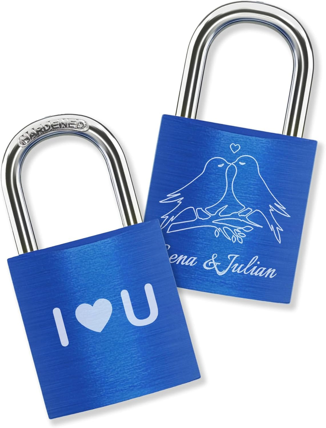 Graviertes Liebesschloss, frei gestaltbar mit vielen Farben, Motiven & Schriftarten - personalisiert