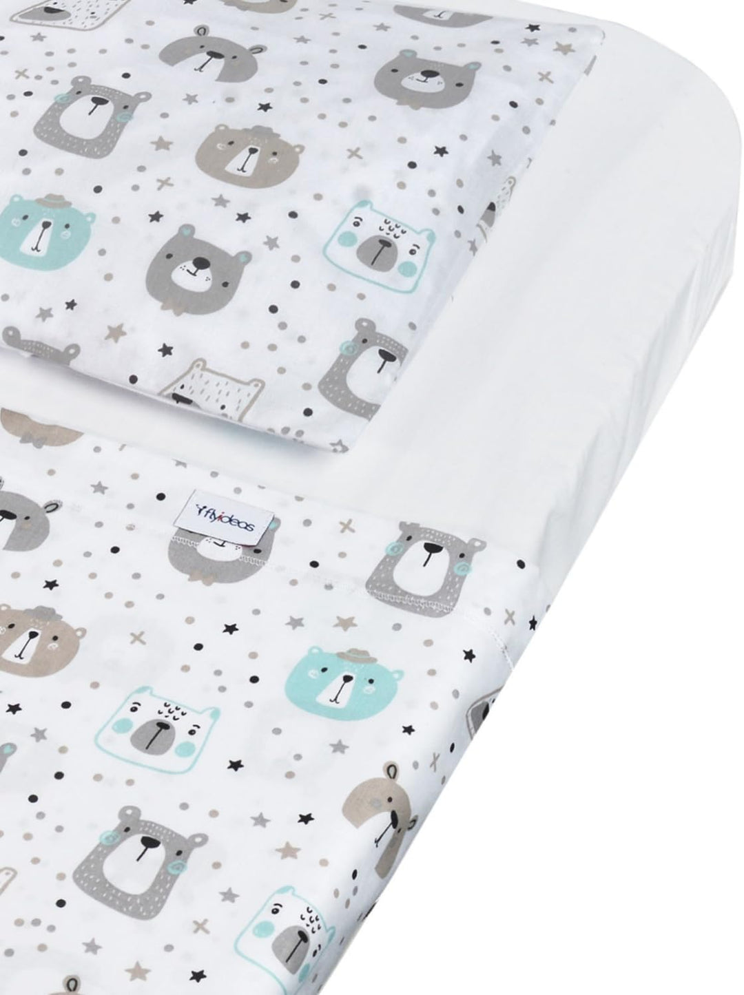 FlyIdeas Next2me Beistellbett Spannbettlaken 4 Teile Komplett-Set 83x50 cm mit wasserdichte Matratze