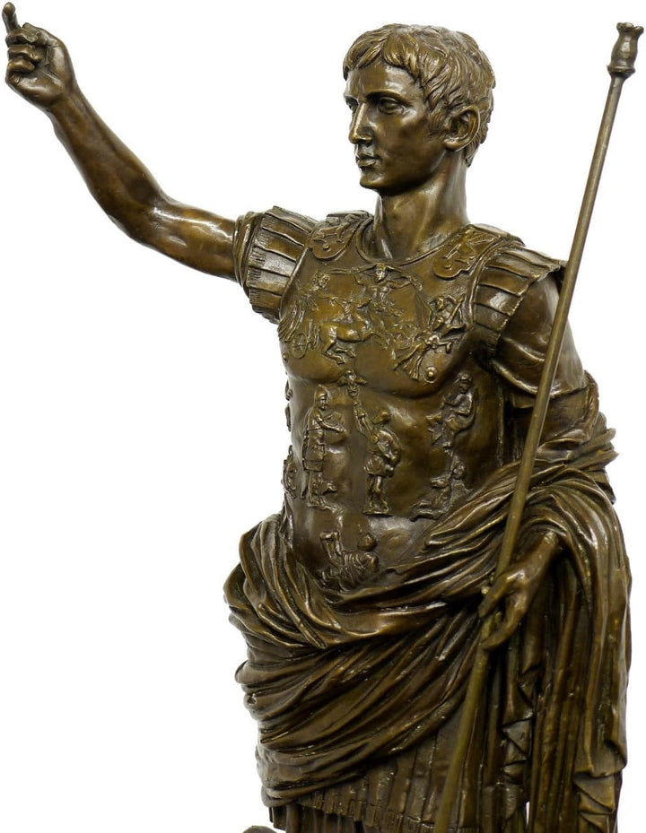 Römische Bronzefigur - Kaiser Augustus - signiert - Echte Bronze - Augustusstatue von Prima Porta -
