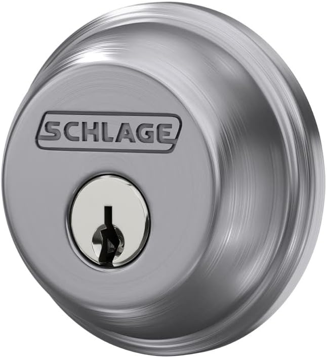 SCHLAGE B60N626 Deadbolt with Standard Trim Keyed 1 Side, Highest Residential Security, Satin Chrome