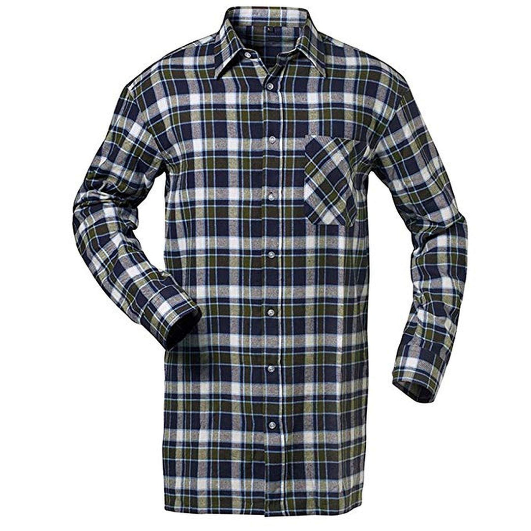 Craftland Flanellhemd Webflanell Extralang 105 cm Rückenlänge (XXXXL, Marine/grün/weiss)