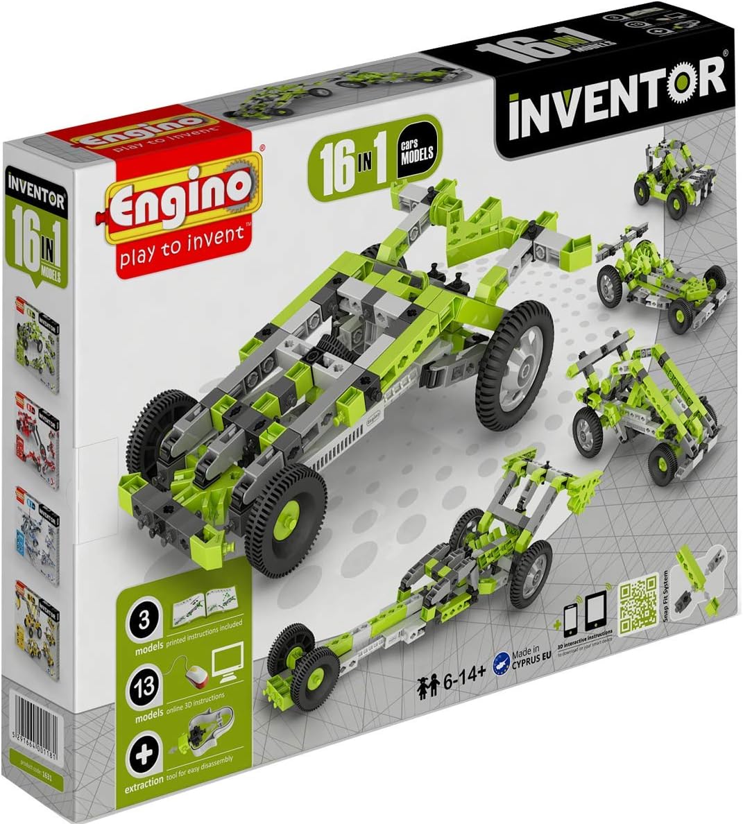 Engino-INVENTOR 1631 - Konstruktionsbausatz 16 in 1 Autos