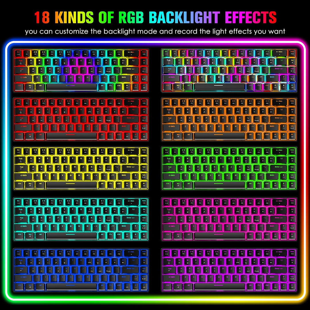 60% mechanische Mini-Tastatur, kompakt 68 Tasten, USB C, kabelgebunden, RGB-Tastatur, 18 Chroma Rain