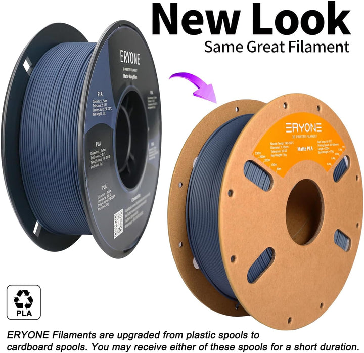 ERYONE Matte PLA 3D Drucker Filament 1.75mm, Massgenauigkeit +/- 0.03 mm, 1 kg 1 Spule, Matte Marine