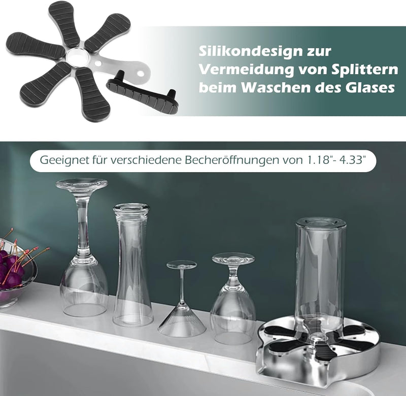 Dyna-Living Gläserspüler Edelstahl Automatische Glasspüler Waschbecken Tassenspüler Cup Washer Flasc