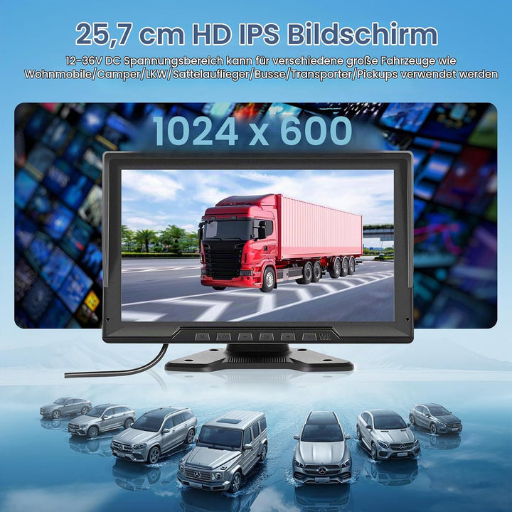Hodozzy Digitale Kabellos Rückfahrkamera 4 Kamera mit 10.1&