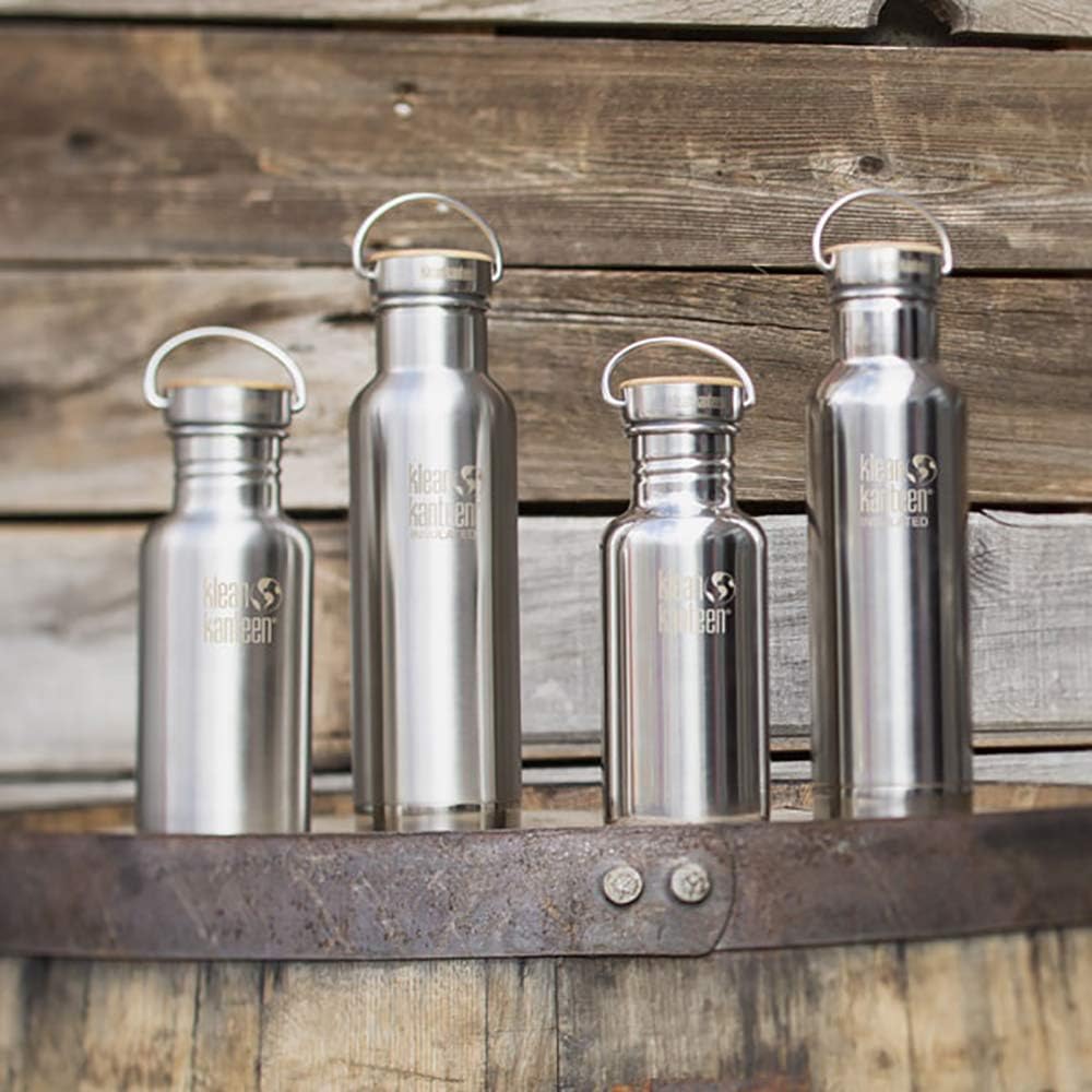 Klean Kanteen Reflect Vacuum Insulated Trinkflasche mit Stainless Unibody Bamboo Cap Brushed Stainle