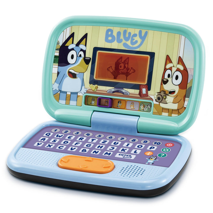 VTech Bluey Lernlaptop – Lerncomputer mit QWERTZ-Tastatur und Inhalten zu Formen, Buchstaben, Zahlen