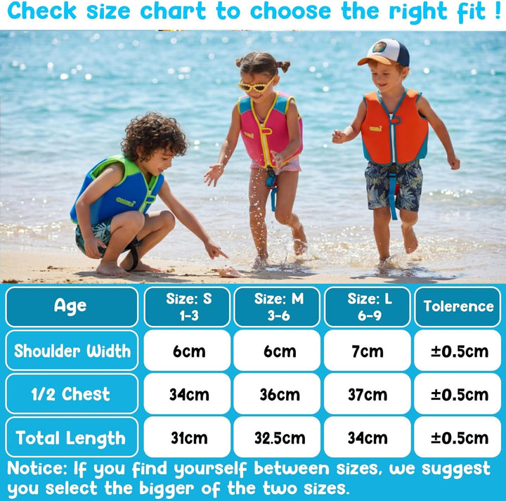 OSHYLE Kinder Schwimmweste - Jungen Mädchen Neopren Schwimmen Jacke Kleinkind Schwimmen Floating Neo