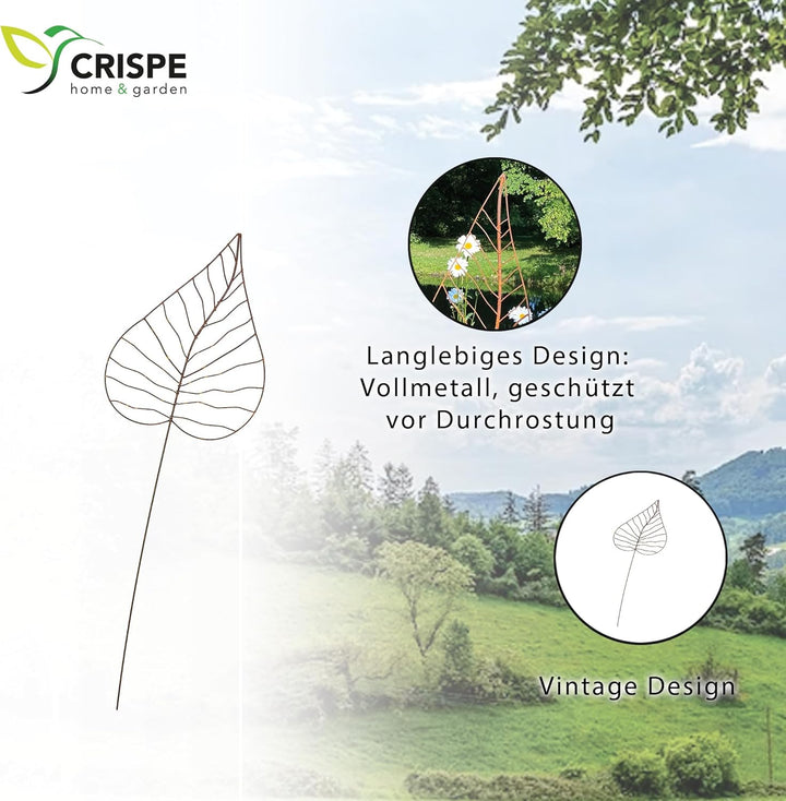 Gartenstecker Edelrost - Herzblatt gross | Rankhilfe Gartendeko Höhe 140 cm, Herzblatt gross