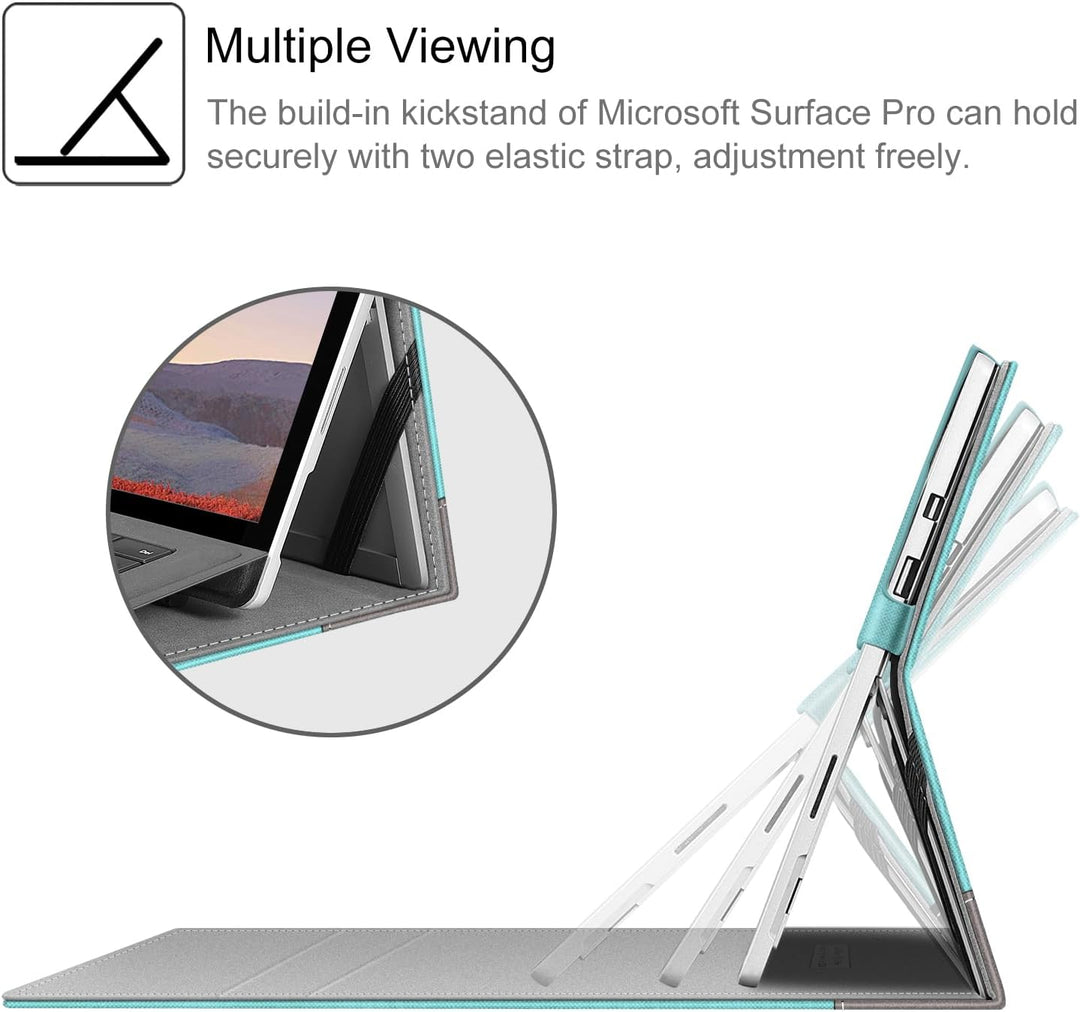 Fintie Hülle für Microsoft Surface Pro 7+ / 7/6 / 5/4 / 3 - Multi-Sichtwinkel Kunstleder Tasche Schu