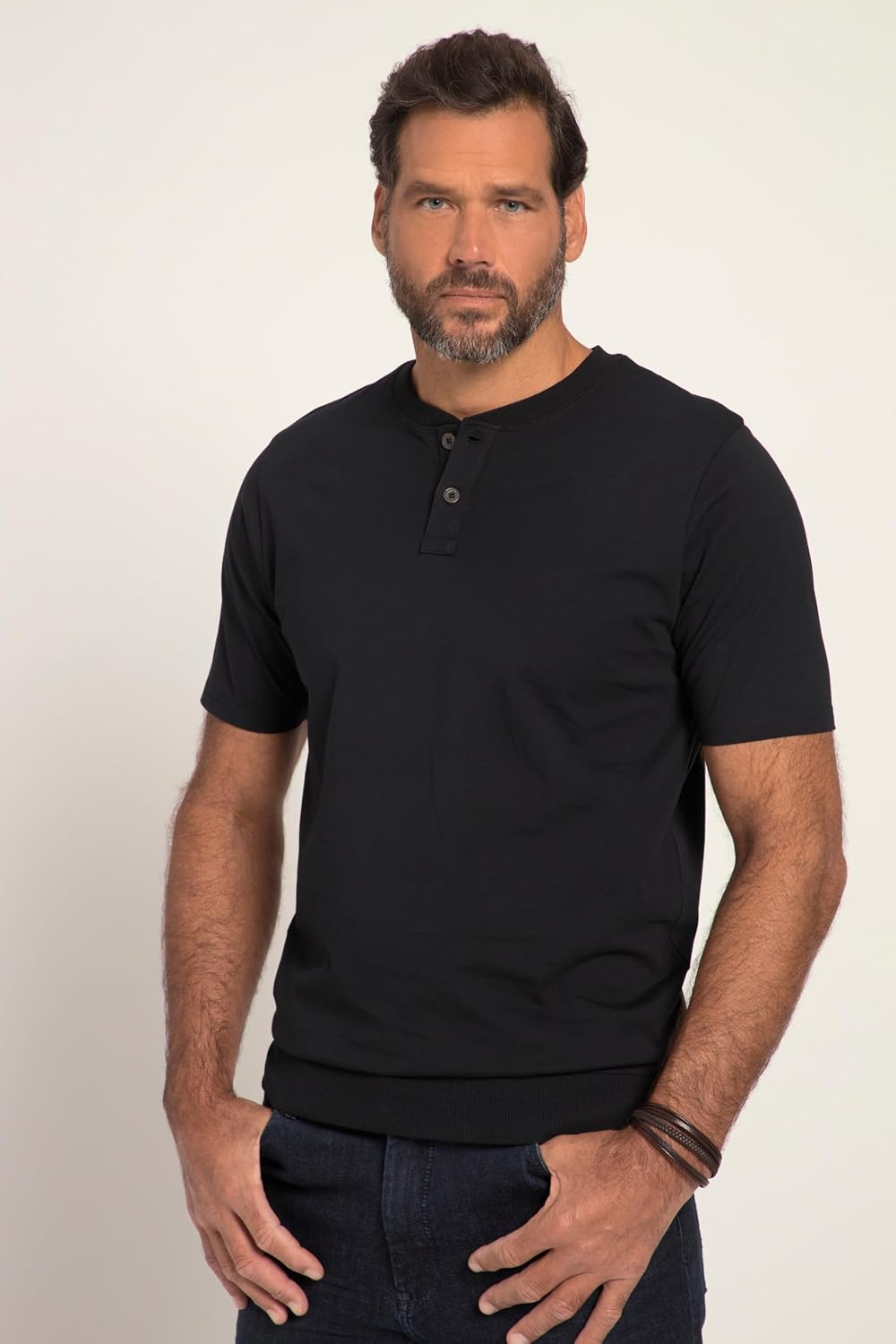 JP 1880 Herren grosse Grössen Übergrössen Menswear L-8XL Henley, Bauchfit, Halbarm, Rundhals 818628