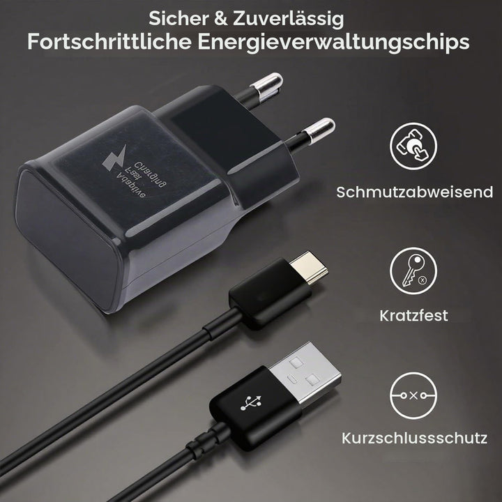 2er Pack USB C Ladegerät mit Ladekabel 1,5m für Samsung Galaxy S22 S21 S20 S8+ S9+ S10+ S10e S9 S8 A