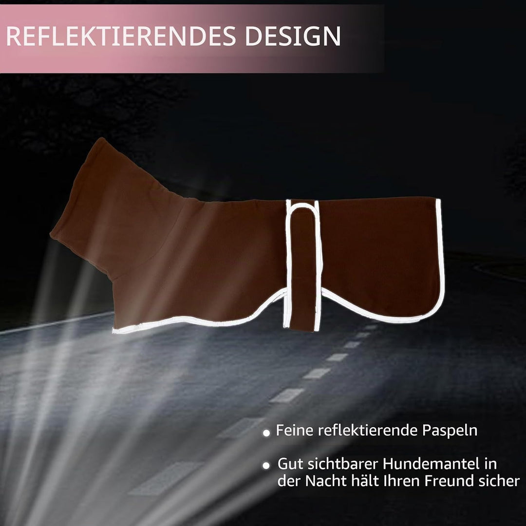 Geyecete Fleece Hundemantel Pullover für Windhunde,Whippet Winterjacken Rollkragen Warmes Verstellba