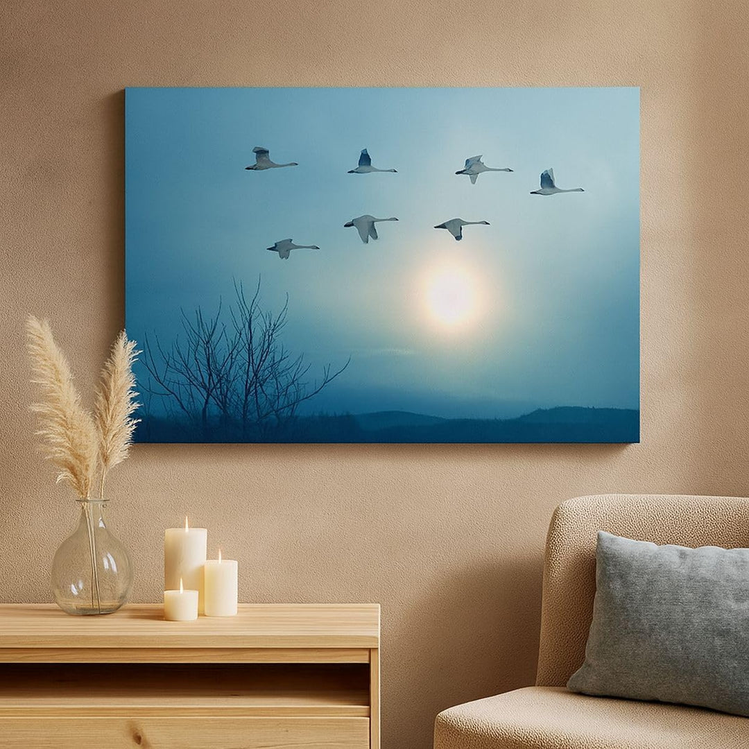 Bilder auf Leinwand Storch Vogel Natur Leinwandbild mit Rahmen 70x50cm Wandbilder Dekoration Wohnzim
