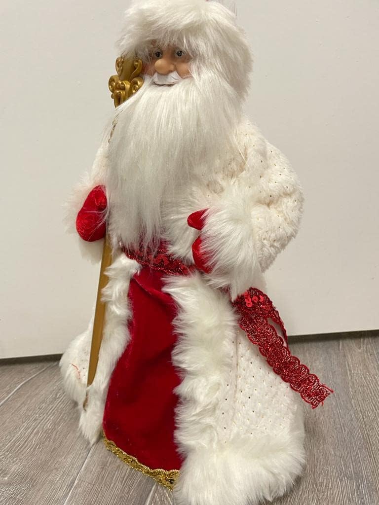 Olymp DED Moroz 50 cm hoch | Deckofigur Weihnachtsmann in Weiss mit Bonbonbehälter | Santa-Claus-Fig