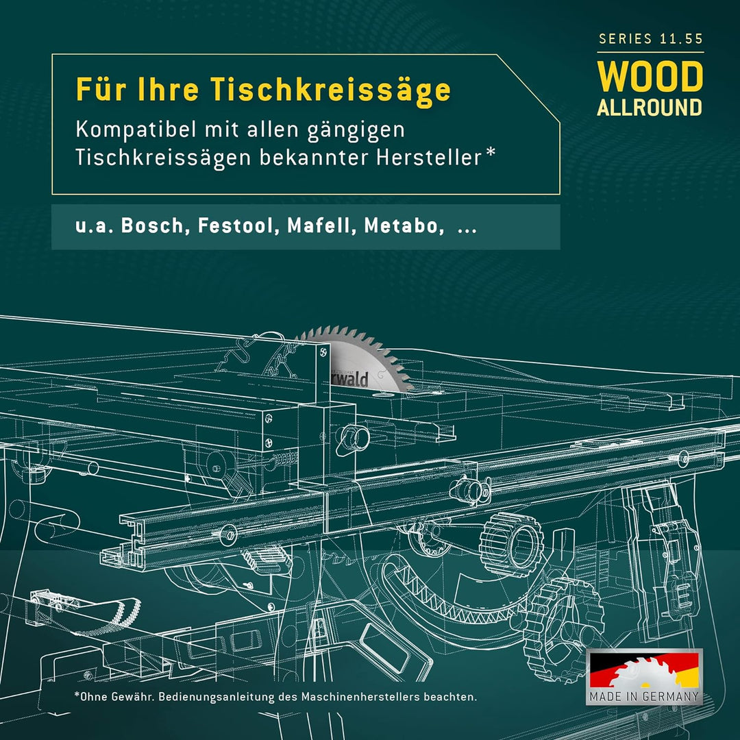 Bayerwald - HM Kreissägeblatt - Ø 300 x 3.2 x 30 | Z=60 GW | Serie 11.55 - Wechselzahn für Längs- &