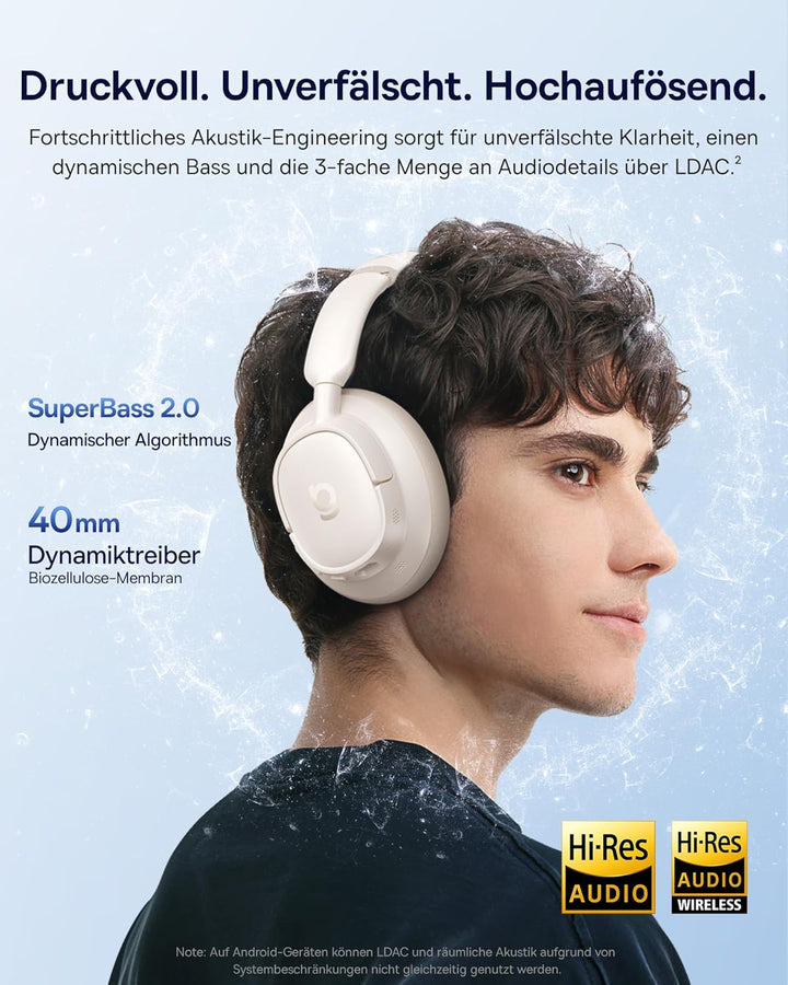 Baseus EH10 NC Bluetooth Kopfhörer mit -45dB Hybrid Active Geräuschisolierung, Over-Ear Kopfhörer mi