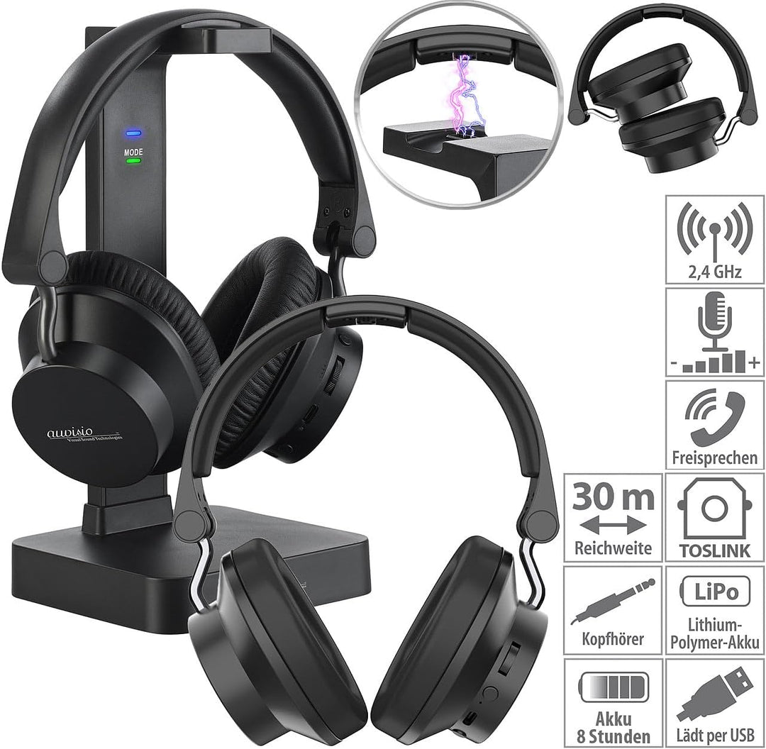 auvisio Headset: Digitaler Funkkopfhörer & Hörverst., 98 db TV-Modus + zus. Kopfhörer (Akkubetrieben
