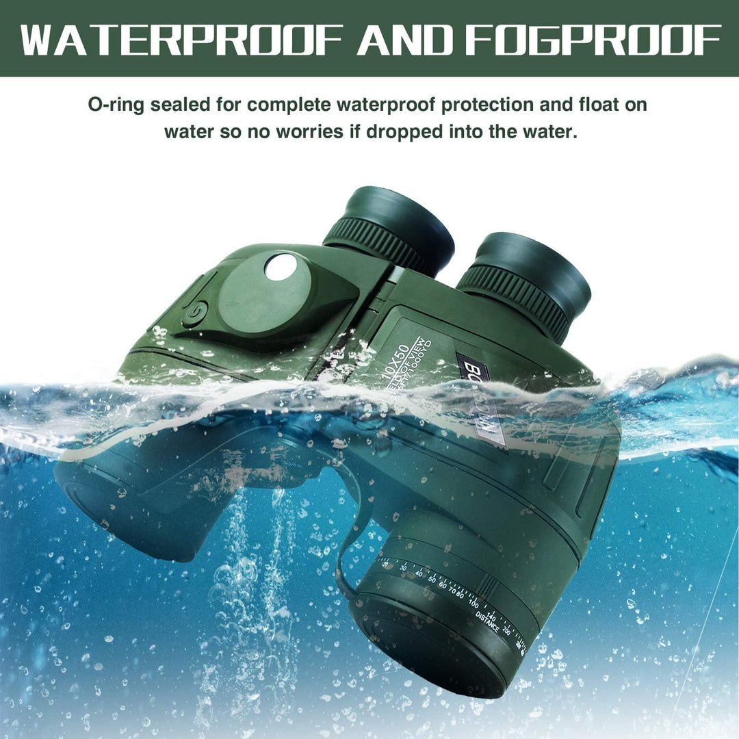 10x50 Marine Fernglas,Fernglas mit Nachtsicht Entfernungsmesser und Kompass, für Wassersport-Enthusi