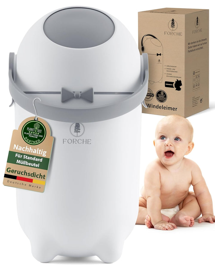 Forche® Windeleimer Baby Mülleimer Geruchsdicht Windelmülleimer ohne teure Nachfüllkassetten, perfek