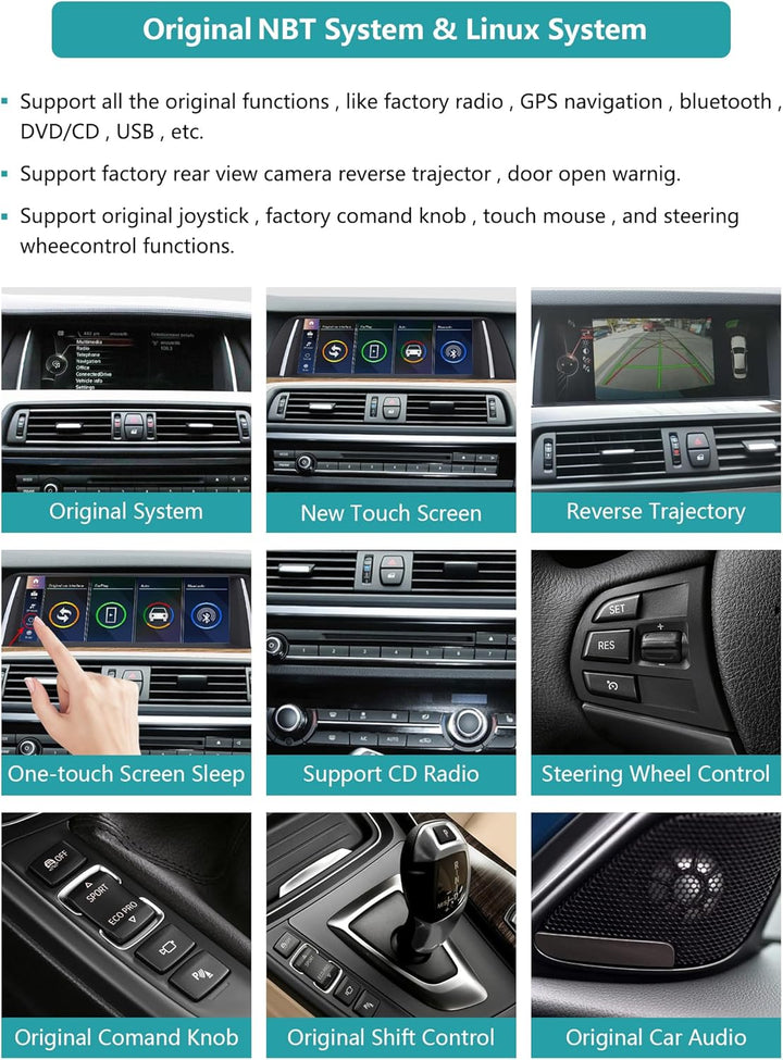 Ninetom 10,25'' Car Radio, Apple CarPlay/Android Auto/Mirrorlink/GPS für 2012-2016 BMW 5 Series F10/