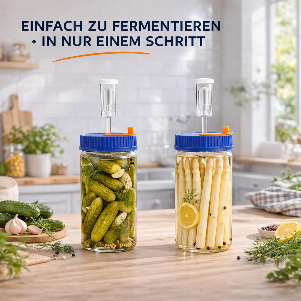 Fermentierglas 1,5L Fermentierset aus Borosilikatglas mit Gewicht für Sauerkraut, Hot Sauce, Met, Ci