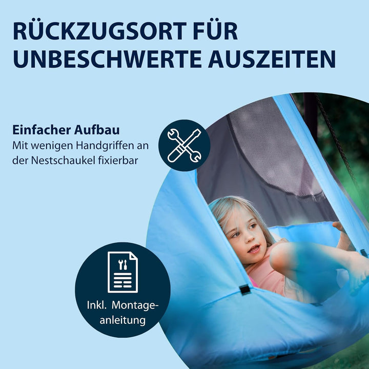 HUDORA Zeltbezug Cosy Castle - Zeltüberzug für HUDORA Nestschaukel 90 &amp; 110/120 in blau/Lemon - Poly