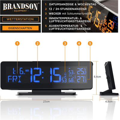 Funk Wetterstation mit Farbdisplay temperaturgesteuert 256 Farben - inkl. Aussensensor - Wecker mit