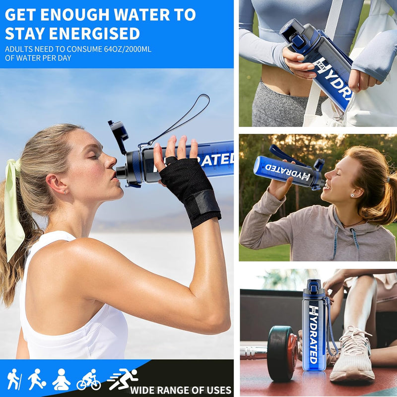 Mevoly Trinkflasche 1L, Wasserflasche BPA-Frei aus Tritan, 1 Liter Trinkflasche Sport Auslaufsicher