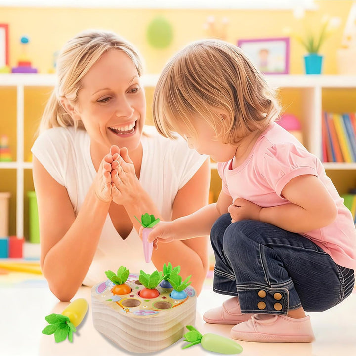 KMTJT Montessori Spielzeug ab 1 Jahr | Holz Motorik Montessori Sortierspiel Holzpuzzle Karottenernte