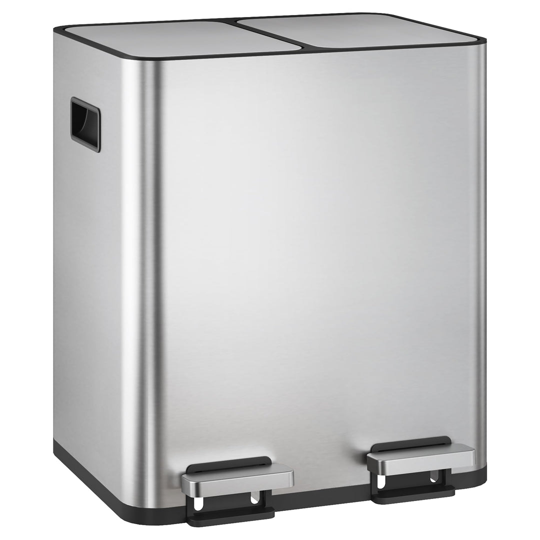 WLIVE Mülleimer Küche 30L, Mülltrennsystem mit 2 x 15L Fächern, Doppel Abfalleimer mit Treteimer, Ed