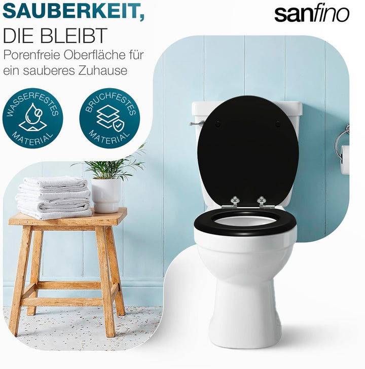 SANFINO® Premium WC Sitz mit Absenkautomatik – hochwertige Toilettendeckel aus Holz, viele bunte Mot