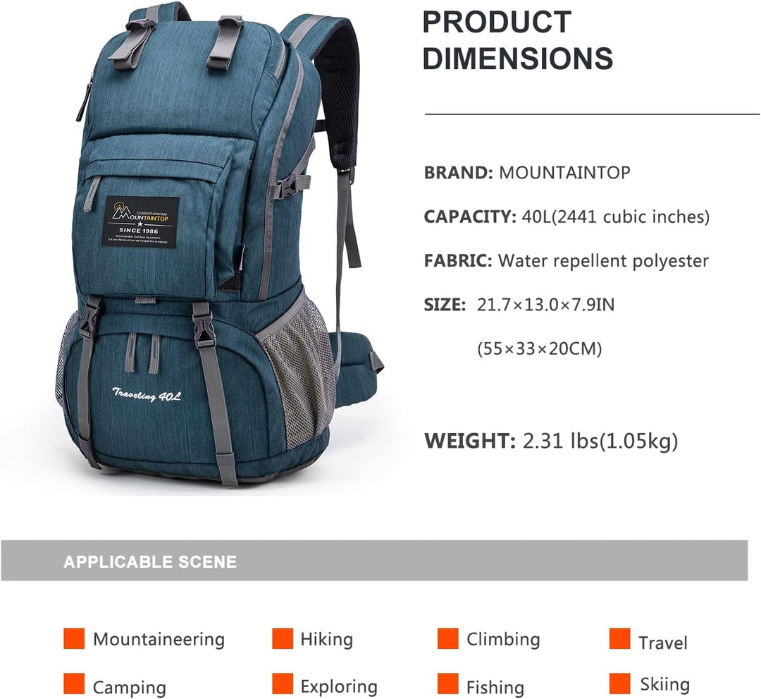 MOUNTAINTOP 40L Wanderrucksack Herren Damen Trekkingrucksack Backpacker Reiserucksack Outdoor Campin