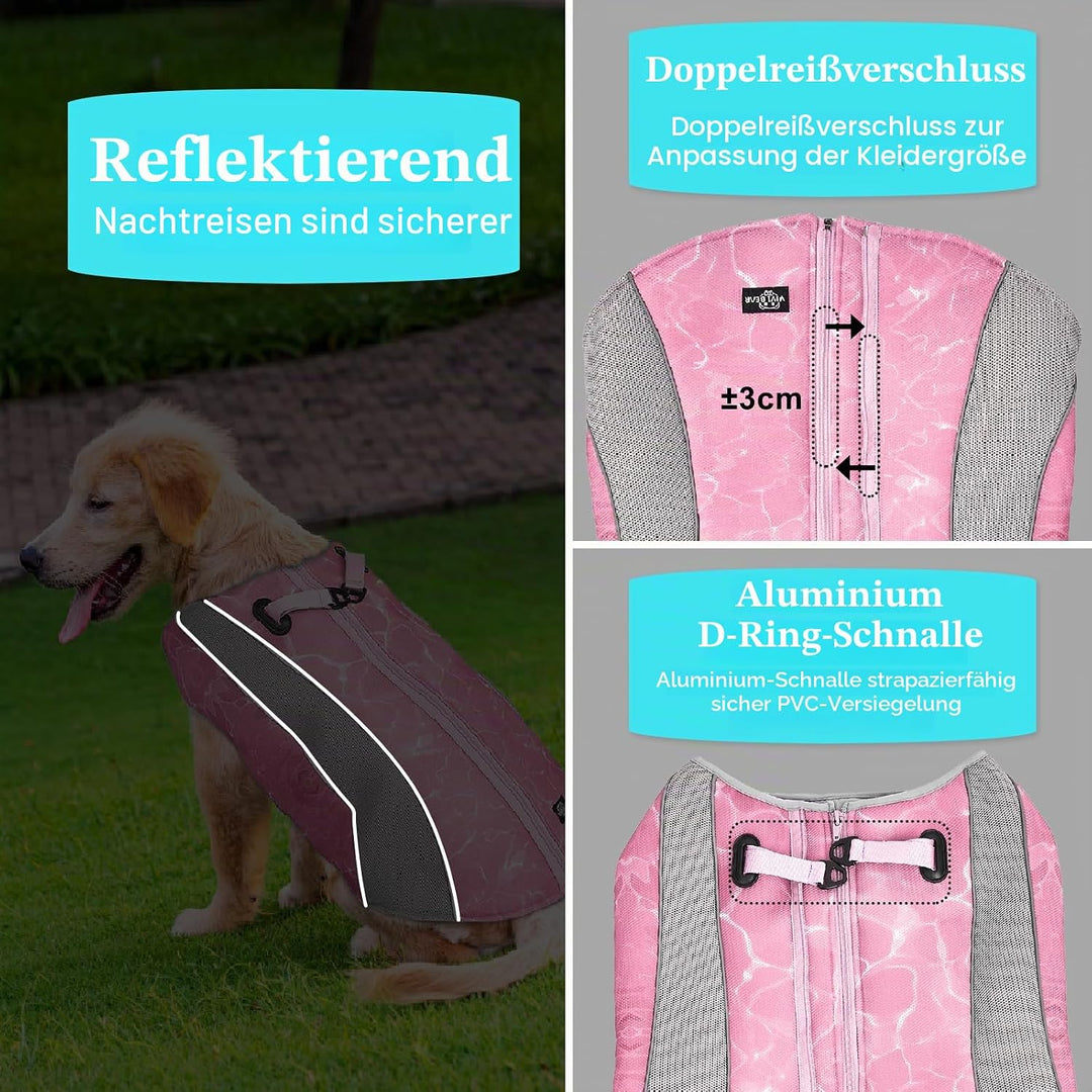 2 in 1 Winterhundemantel und Sommer Hundekühlweste aufgerüstetes Geschirr Kühljacke, atmungsaktive V