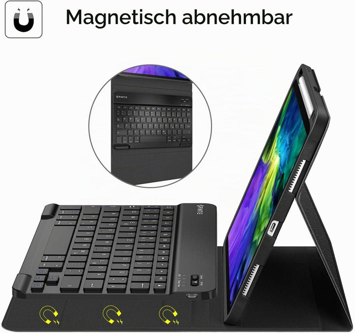 Fintie Tastatur Hülle für iPad Pro 11 Zoll 2020 &amp; 2018, Soft TPU Rückseite Gehäuse Schutzhülle mit P
