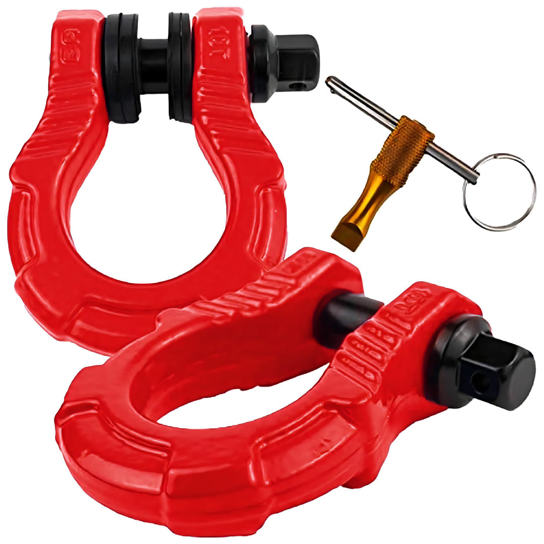 GearAmerica UBER Schäkel - ROT mit Diebstahlsicherung (Zweierpack) | 40 Tonn Belastbarkeit | 22 mm S
