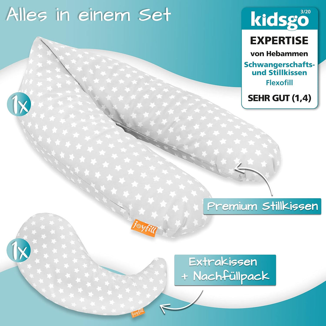 joyfill® Stillkissen Mikroperlen 190cm inkl. Nachfüllkissen I Schwangerschaftskissen - Made in Germa