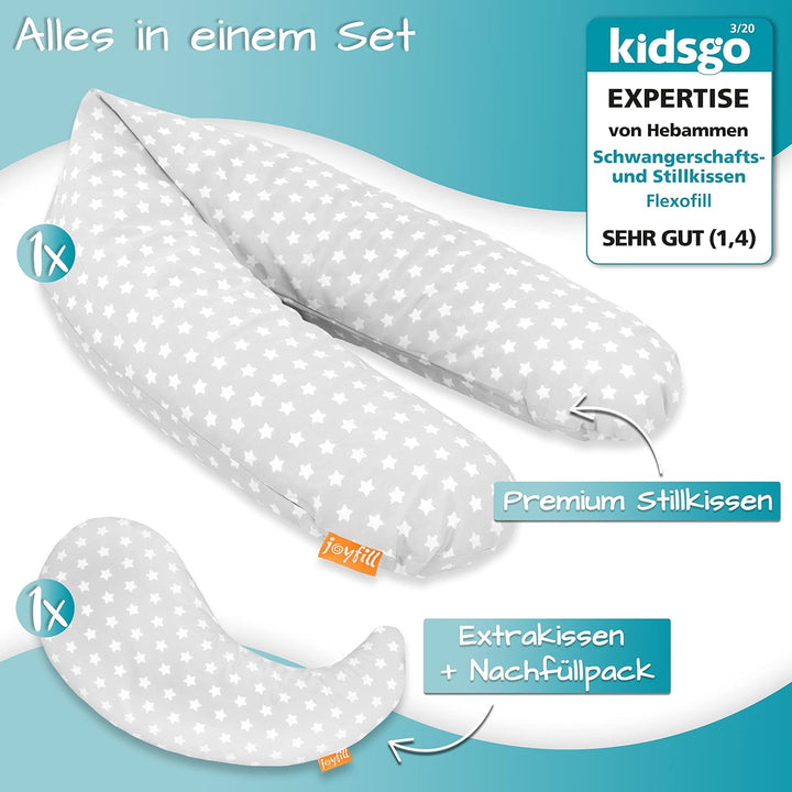 joyfill® Stillkissen Mikroperlen 190cm inkl. Nachfüllkissen I Schwangerschaftskissen - Made in Germa